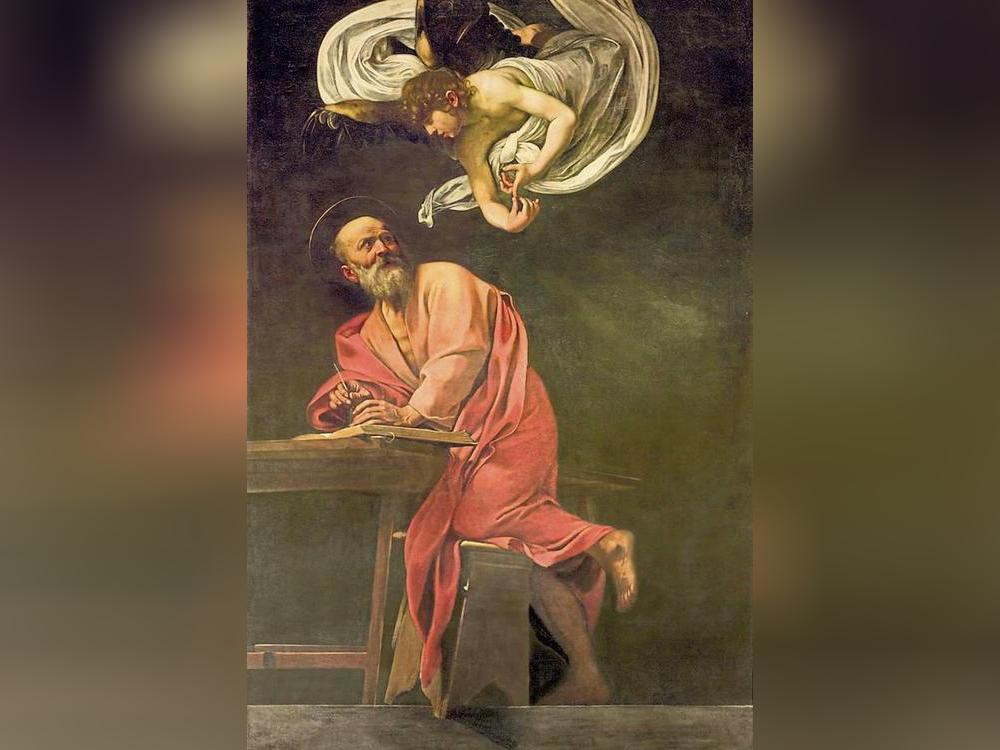 Als Meister der dramatischen Beleuchtung setzte Caravaggio in seinen Bildern Akzente. Dieses Gemälde heißt „Der heilige Matthäus und der Engel“, es ist fast drei Meter hoch und fast zwei Meter breit. Foto: dpa