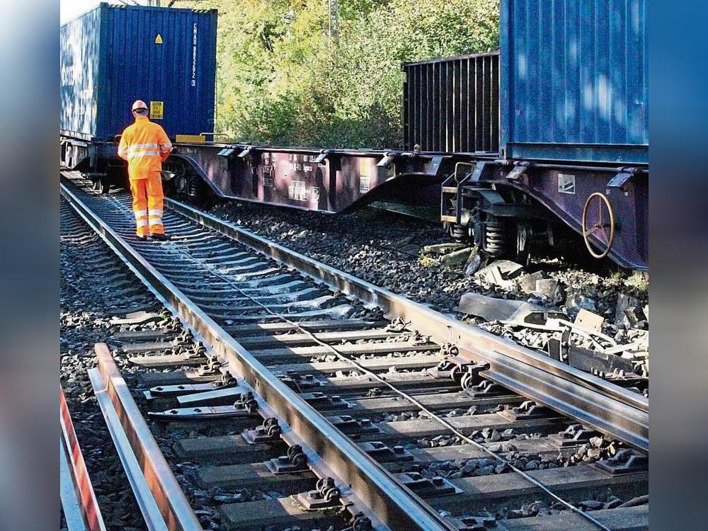 Drei Waggons eines 620 Meter langen Güterzugs waren am Sonntag zwischen Lippstadt und Soest entgleist. Dabei wurden unter anderem rund 200 Schwellen zerstört. Foto: Rückert