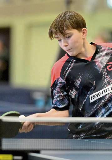 Ole Brock (15) vom TTC DJK Bad Westernkotten erwischte bei den westdeutschen U19-Meisterschaften in Elsen einen ganz starken ersten Turniertag. Foto: Fuhrmann