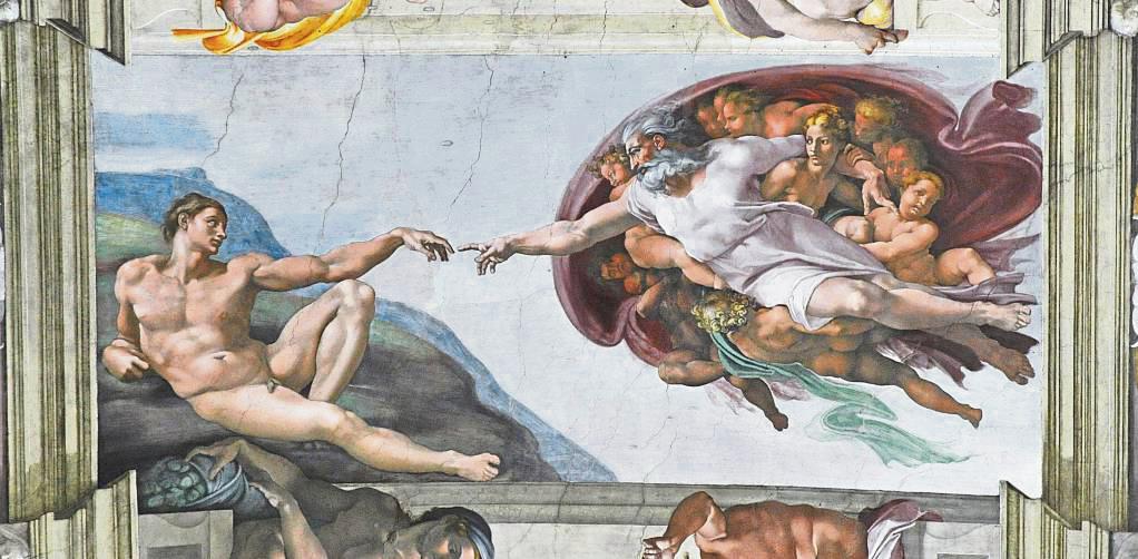 „Die Erschaffung Adams“ ziert die Sixtinischen Kapelle in Rom. Hier ist ein Ausschnitt zu sehen, der zeigt, dass sich Gottes und Adams Finger beinahe berühren. Archivfoto: dpa