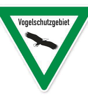 So sieht es aus, das Schild, das auf das Vogelschutzgebiet hinweist.