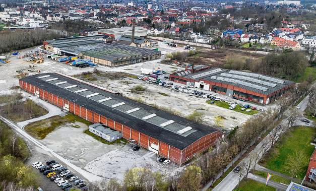 Das Union-Gelände aus der Luft – schräg rechts verläuft hier die Weißenburger Straße.