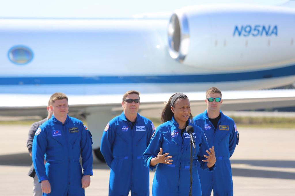 Der russische Kosmonaut Alexander Grebenkin und die Nasa-Astronauten Michael Barratt, Jeanette Epps, sowie Matthew Dominick kehren nach Monaten im All zur Erde zurück und sollen am Freitag eintreffen. (Archivbild) - Foto: Richard Tribou/TNS via ZUMA Press Wire/dpa