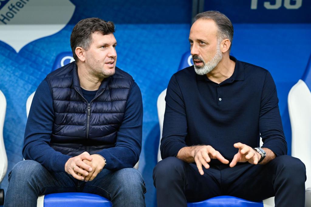 Sportchef Andreas Schicker (l): Für ihn geht es bei der TSG ohne Pellegrino Matarazzo weiter. - Foto: Uwe Anspach/dpa