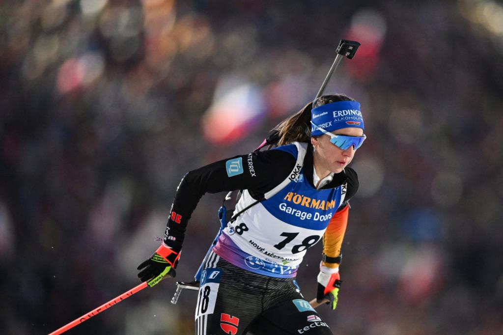 Franziska Preuß wird Dritte in Kontiolahti zum Abschluss. - Foto: Hendrik Schmidt/dpa