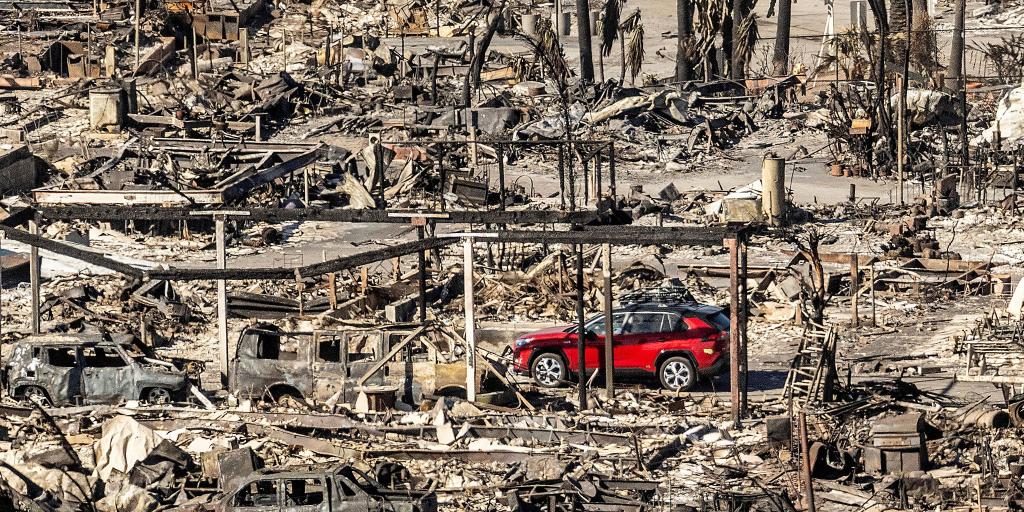 Zerstörung wie im Krieg: eine ehemalige Wohnsiedlung in Los Angeles. (Archivbild) - Foto: Noah Berger/AP/dpa